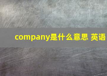 company是什么意思 英语